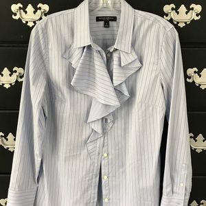 Striped button down with ruffle